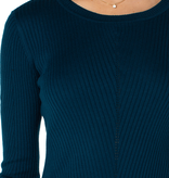 Liverpool Deep Teal Blue Rib Knit Sweater w Pointelle Detail