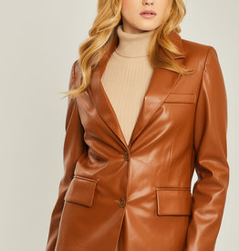 Love Tree Brown Vegan Leather Blazer