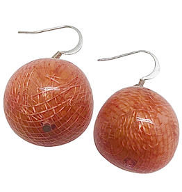 Vesta - Coral Carla red resin ball earring with fish hook