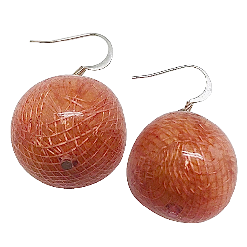 Sweet Lola Vesta - Coral Carla red resin ball earring with fish hook