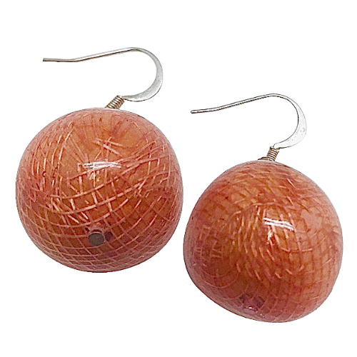 Vesta - Coral Carla red resin ball earring with fish hook
