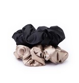 kitsch Satin Sleep Pillow Scrunchies - Black/Gold