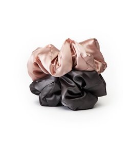 kitsch Satin Sleep Pillow Scrunchies - Blush/Charcoal