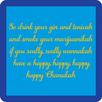 Drinks on Me Hanukkah Ginintonicah Coaster