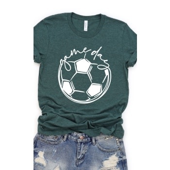 Kissed Apparel Heather Forest Green  Cursive Game Day Soccer Graphic Tee