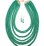 Fleurish Home Multilayer Acrylic Emerald Necklace & Earring Set