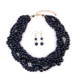 Fleurish Home Navy Multi Strand Bubble Choker Necklace and Earring Set