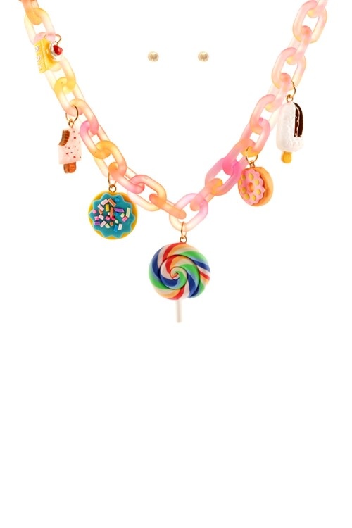 Fleurish Home Dainty Necklace and Earring Set - Candy Light Pink
