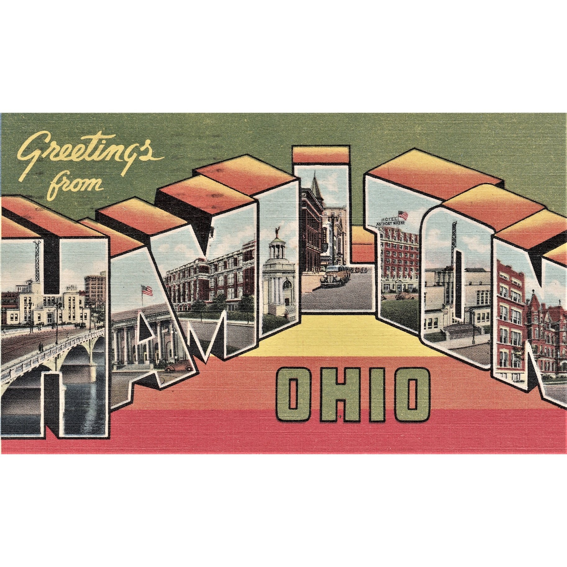 FLEURISH Hamilton Ohio Vintage Postcard Design Vinyl Sticker