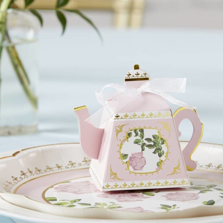 Kate Aspen Pink Tea Time Whimsy Teapot Favor Box