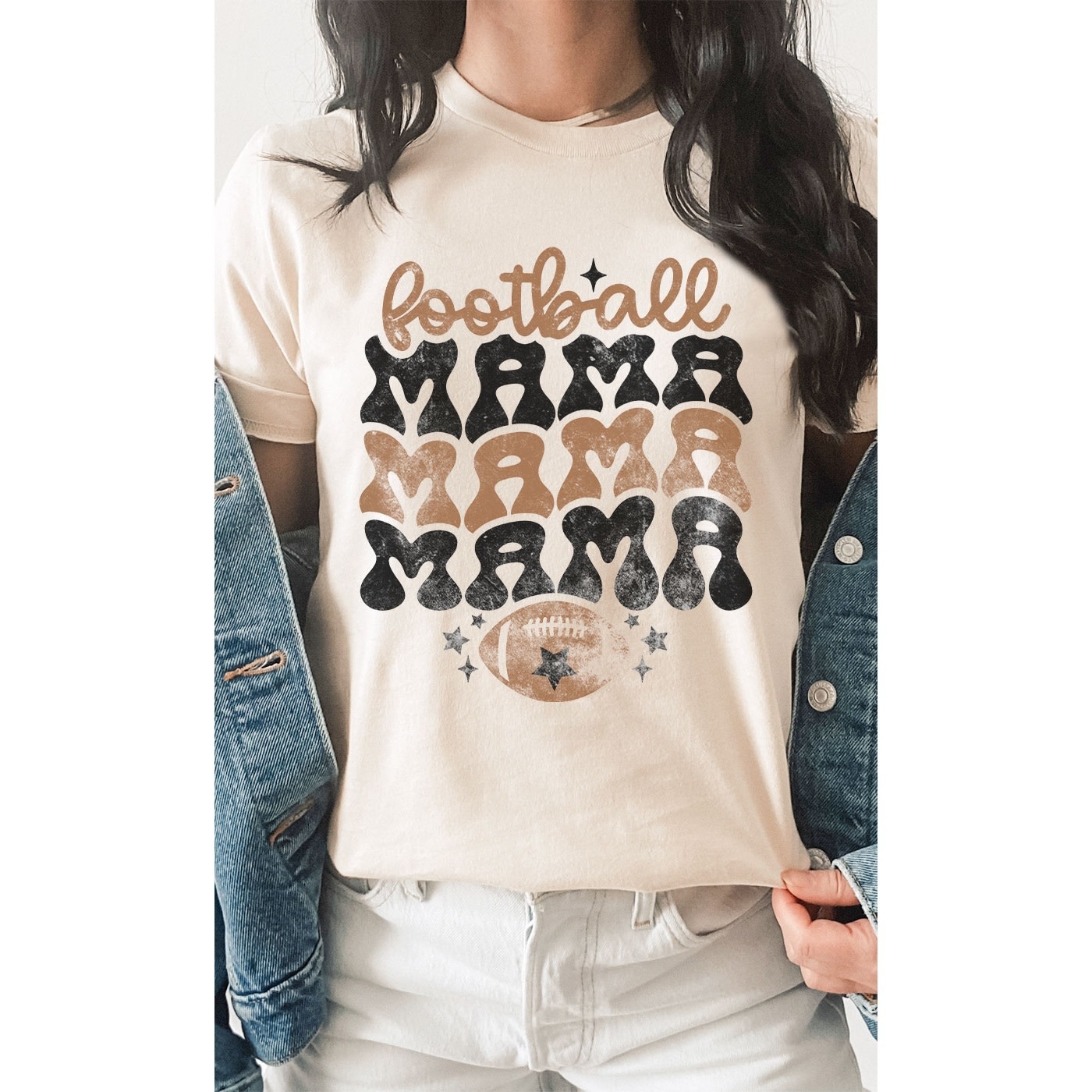 Kissed Apparel Cream Vintage Football Mama Graphic Tee