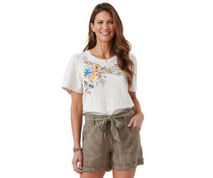 Screen/Embroidered Knit Top - FLEURISH | Home, Apparel & Gift
