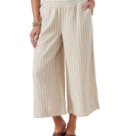 Democracy Smocked Waist Crop Pant With Slit Fray Hem