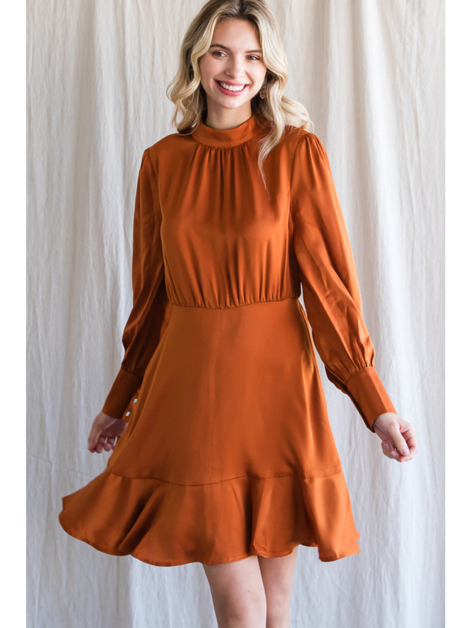 Toffee Satin Dress FLEURISH Home, Apparel & Gift