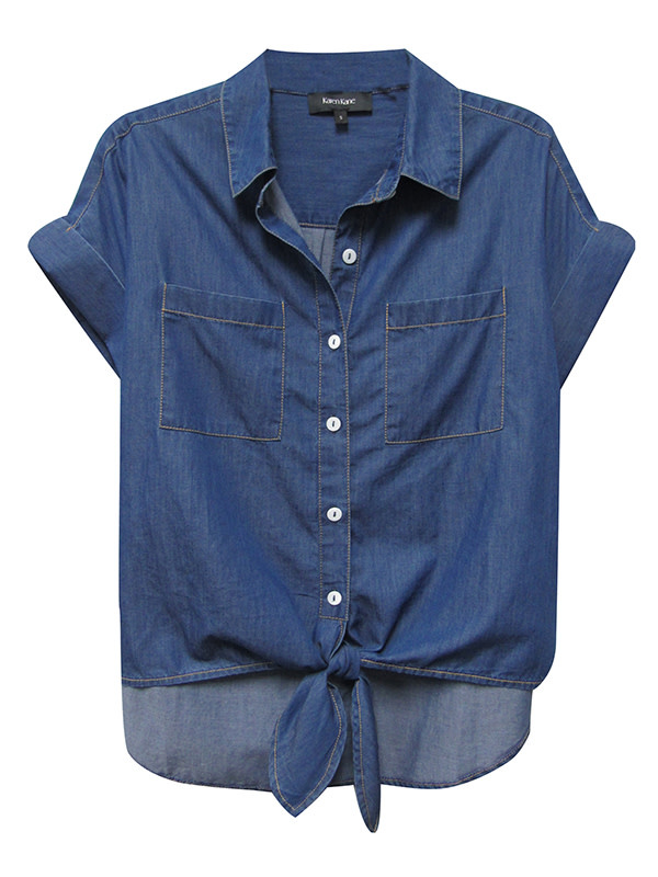 Summer Half Sleeve Super Thin Jean Coat Crop Tie Top Denim T-shirt (S) at  Amazon Women's Clothing store