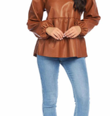 Mudpie Brown Lovie Vegan Leather Top