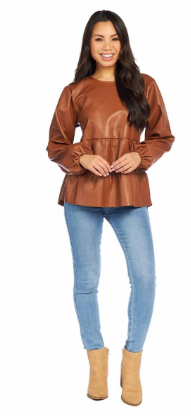 Mudpie Brown Lovie Vegan Leather Top