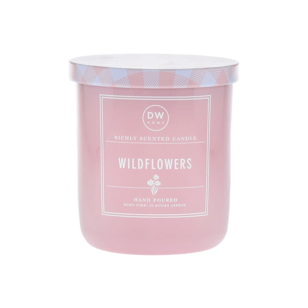 DW Candles 9oz Sig. Gingham Pink/ Wildflowers Candle