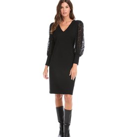 Karen Kane Black Lace Sleeve Dress