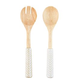 Mudpie CERAMIC WOOD UTENSIL SET (SALAD SERVING SPOONS)