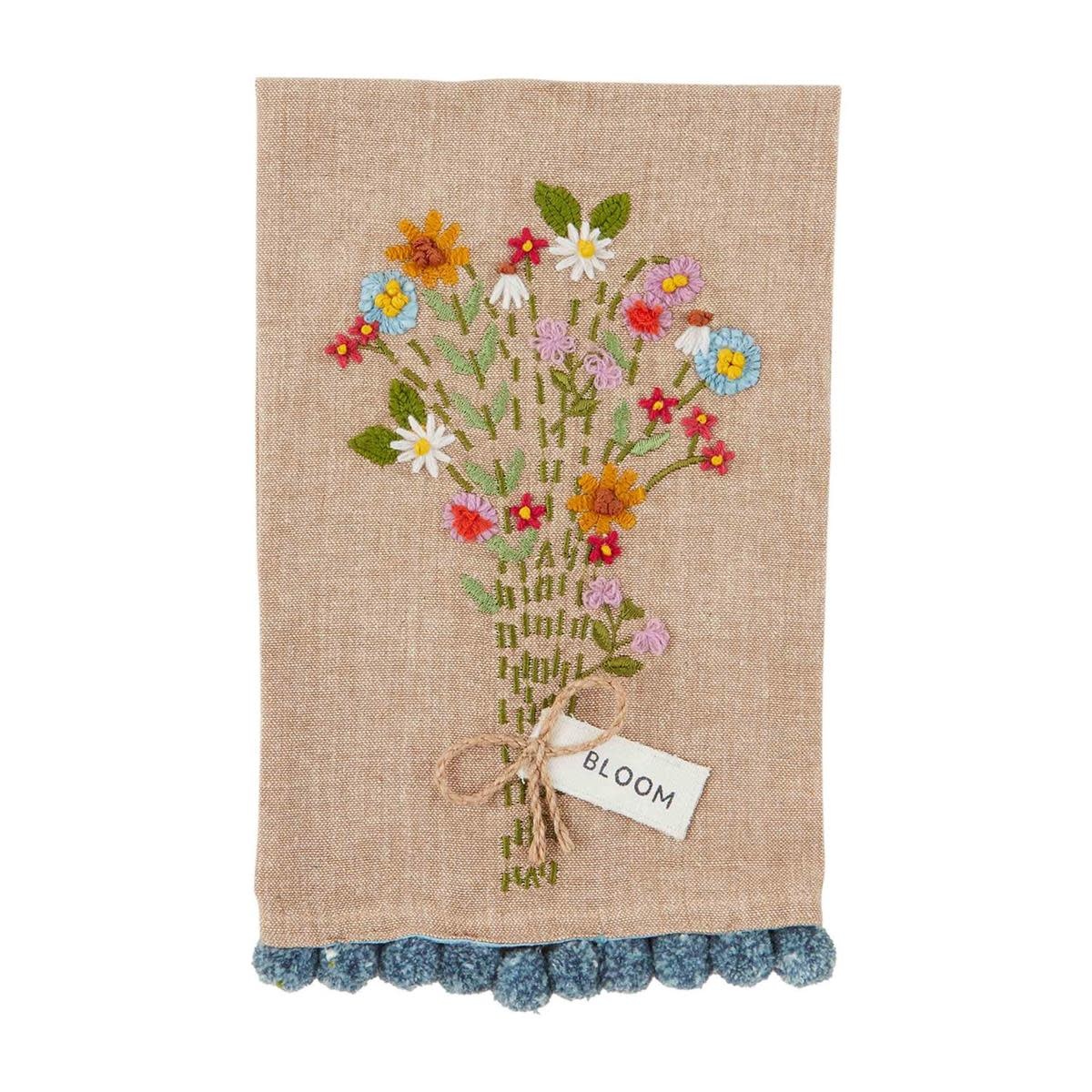 Mudpie BLM EMBROIDERED FLORAL TOWEL