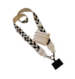 Save the Girls Clip & Go Strap w/Zippered Pouch  Blk/Crm Chevron