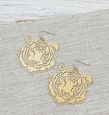 Prep Obsessed Wholesale Filigree Tiger Dangle Earrings Gold