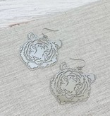 Filigree Tiger Dangle Earrings Silver