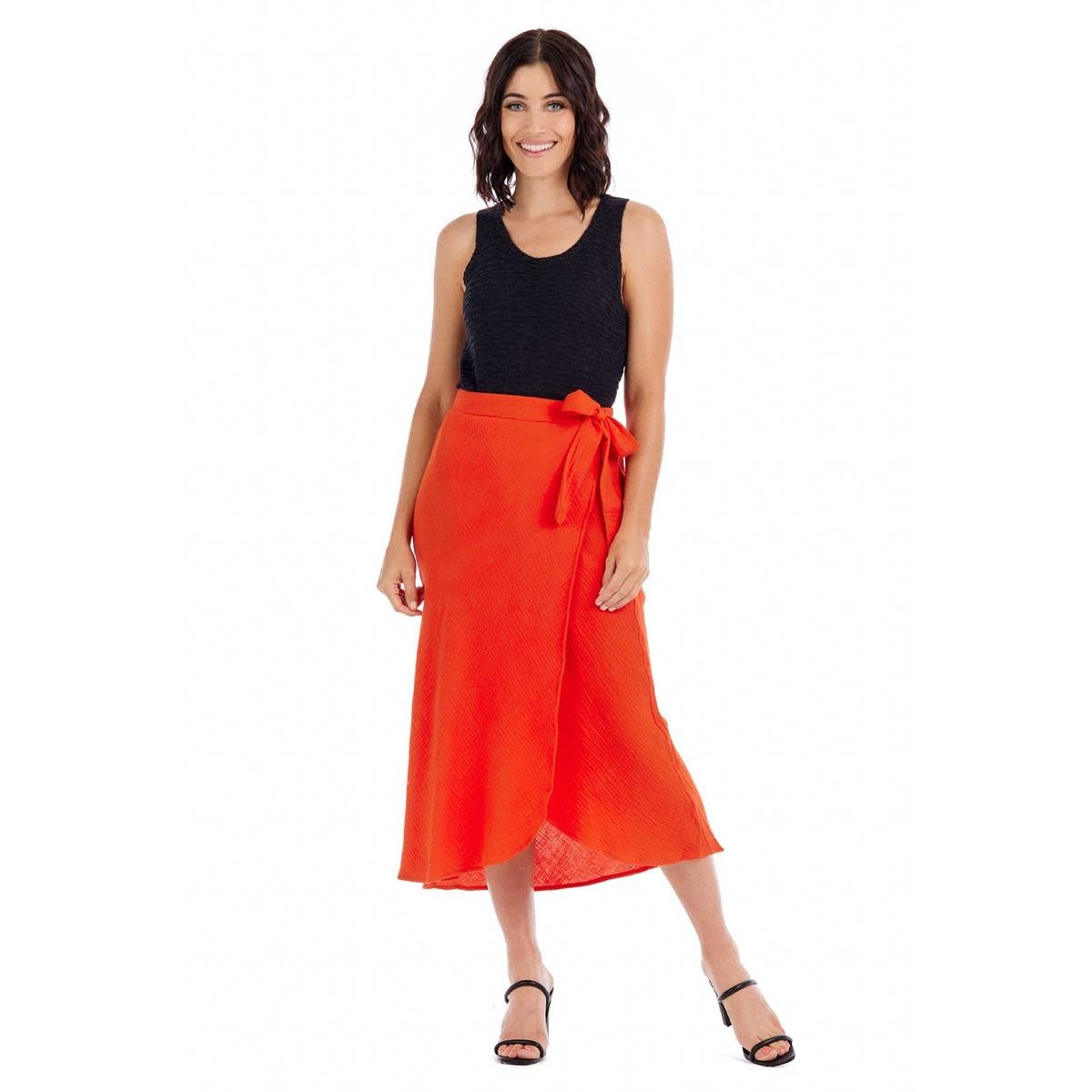 Mudpie Red (Orange) Mallie Wrap Skirt