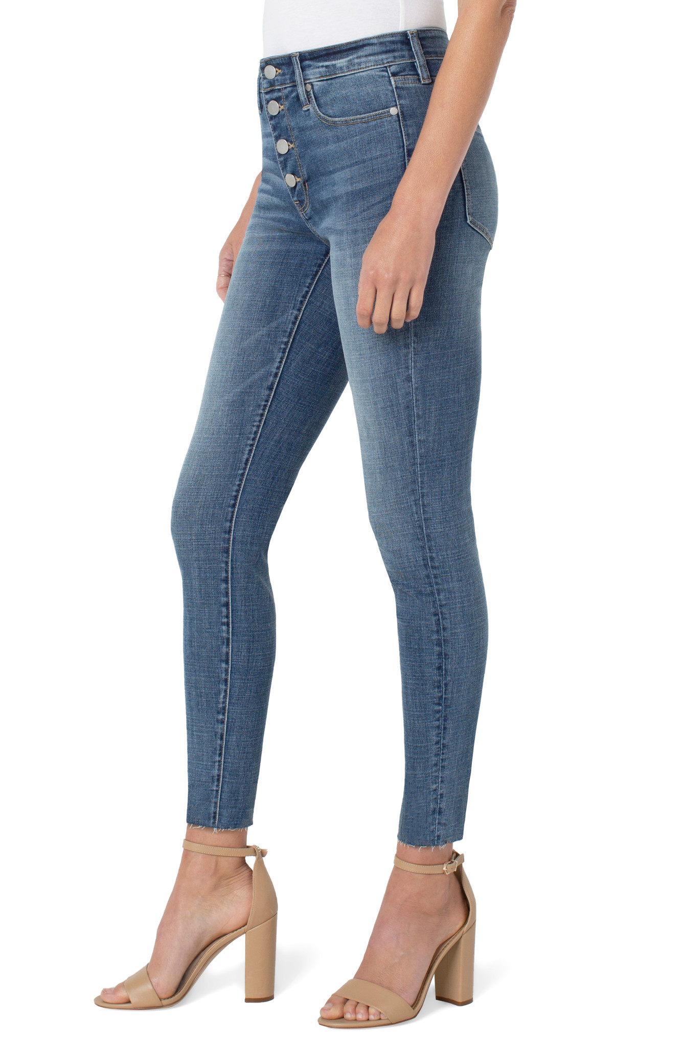 Liverpool Los Angeles Abby HR Ankle Skinny w/exposed Bottom & Cut Hem Jeans