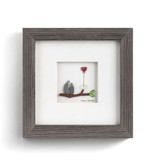 Sharon Nowlan Heart Full of Love Pebble Art w Sea Glass- Grey Frame