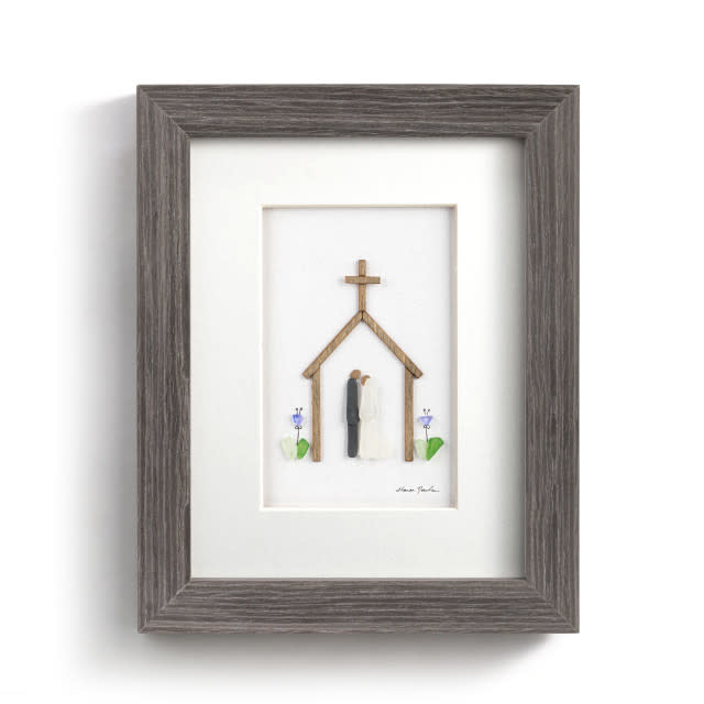 Sharon Nowlan Forever to Follow Pebble Art - Grey Frame