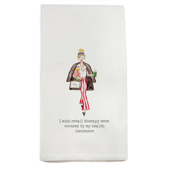French Graffiti Retail Therapy Dish Towel