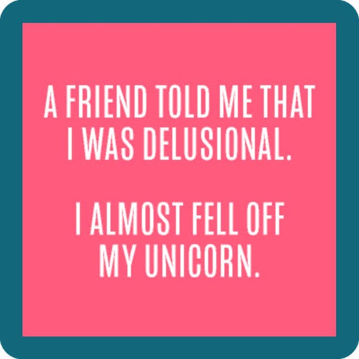 Drinks on Me Fell Off Unicorn Coaster