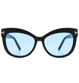 Fleurish Home Classic Round  Cat Eye Black Blue Sunglasses