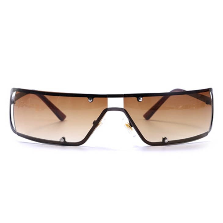 FLEURISH Rectangle Narrow Tinted  Square  Sunglasses Brown