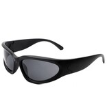 FLEURISH Sporty Rectangle Y2K  Sunglasses Black