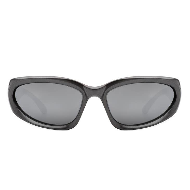 FLEURISH Sporty Rectangle  Y2K Sunglasses  Grey