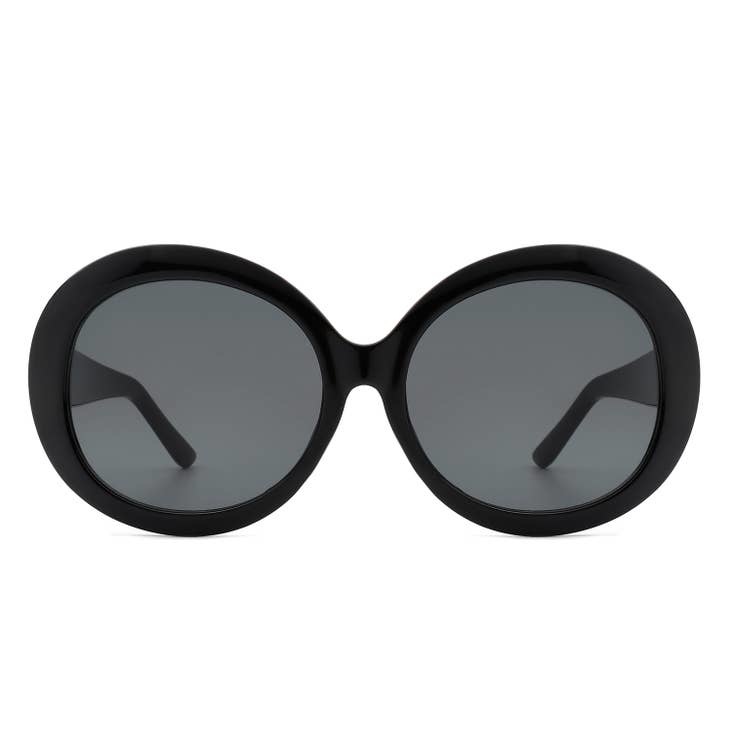Fleurish Home Oversize Retro  Round Sunglasses Black