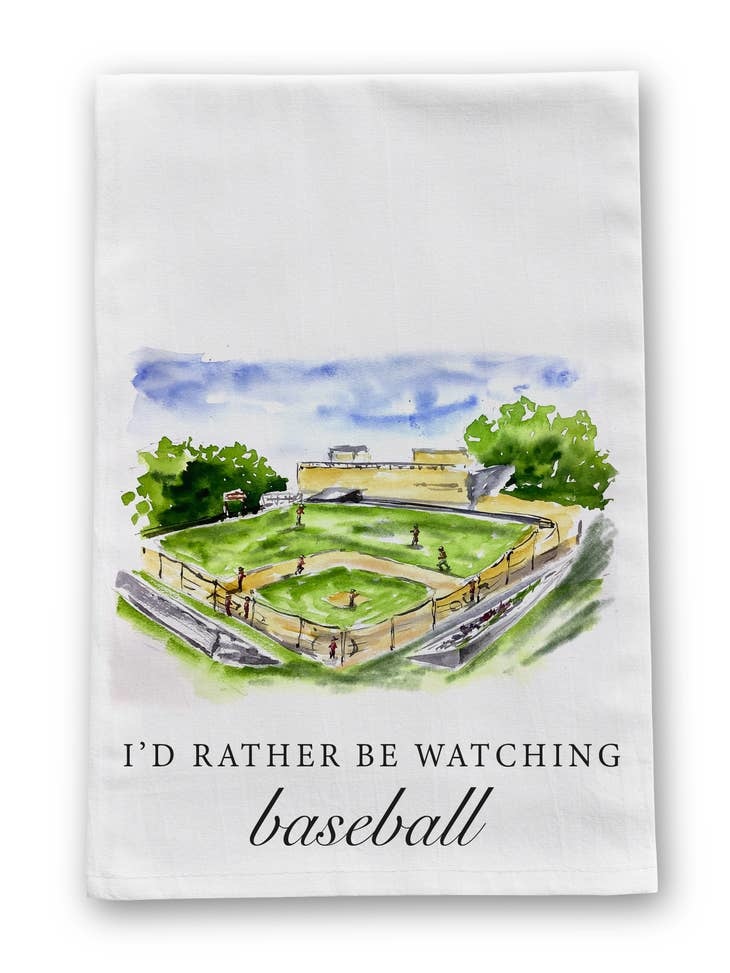 Barrel Down South I'd Rather Be Watching Baseball Tea Towel