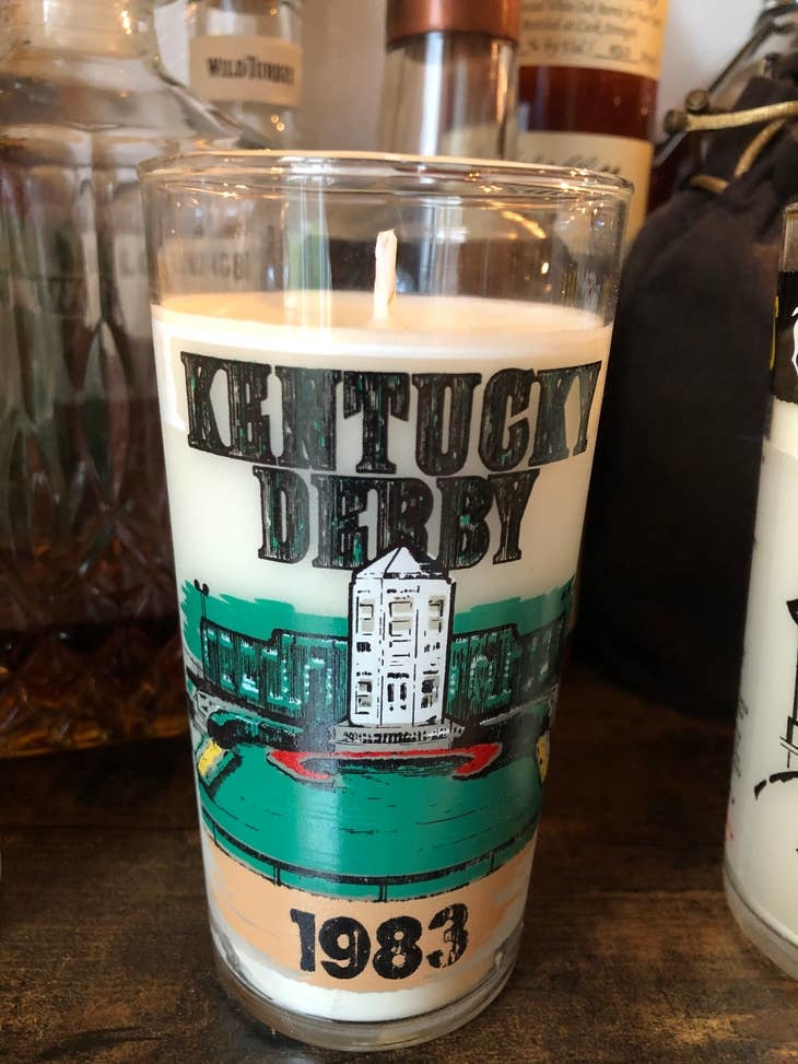 Barrel Down South Kentucky Derby Vintage Drinking Glass Candle (designs will vary)