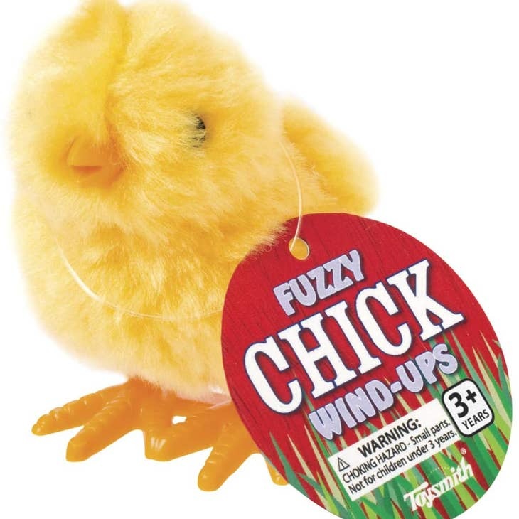 Toysmith Yellow Fuzzy Chick Wind Ups, Easter, Spring, Hopping Action