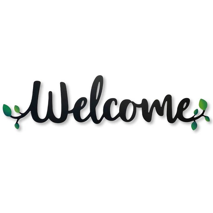 Roeda Studio "Welcome" Magnetic Word w/ Greenery  Black