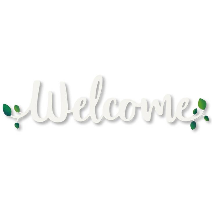 Roeda Studio Large White "Welcome" Magnetic Word w/ Greenery, Front Door Decor