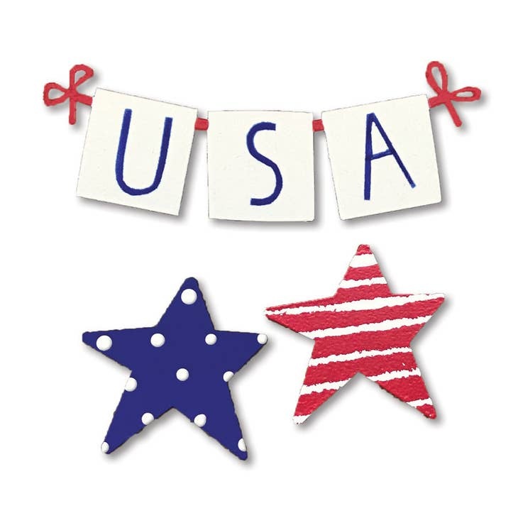 Roeda Studio USA Banner w/ Star Magnets (3.5"w), Patriotic Decor
