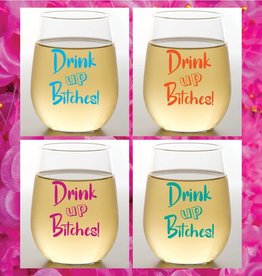 Wine-Oh! DRINK UP BITCHES Shatterproof Wine Glasses (set of 4)