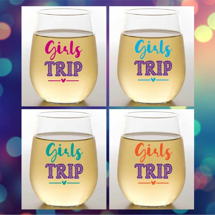 Wine-Oh! GIRLS TRIP Shatterproof Wine Glasses (set of 4)
