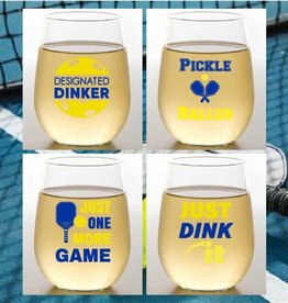 Wine-Oh! PICKLEBALL SAYINGS Shatterproof Wine Glasses (set of 4)