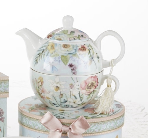 Delton Products Dragonfly Porcelain Tea For One