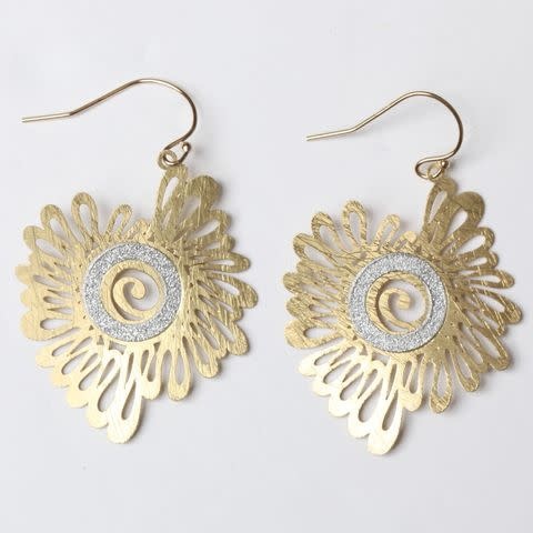 Takobia Gold Free Form With Glitter Earrings